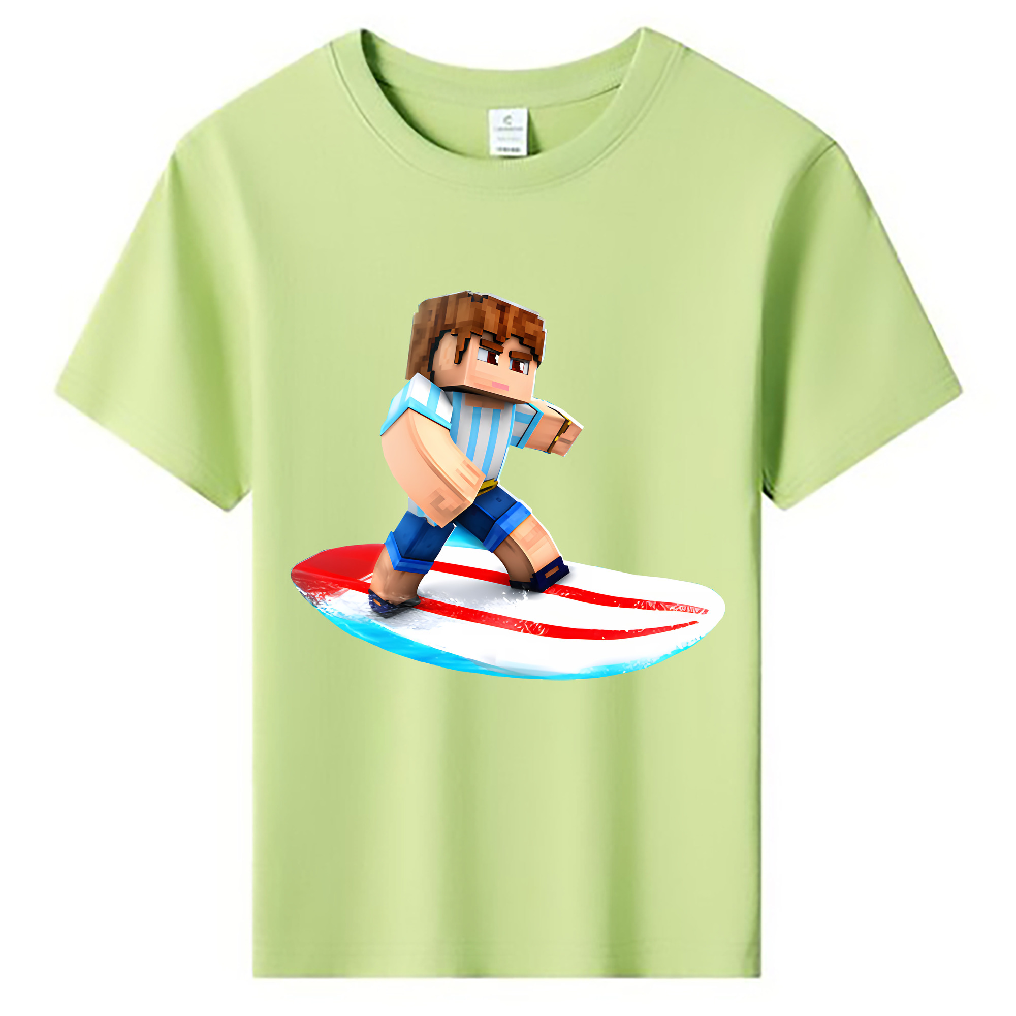 （画像用） マインクラフト ブロックの世界 Minecraft MC Block world 綿100％キッズTシャツ（フロントプリント）